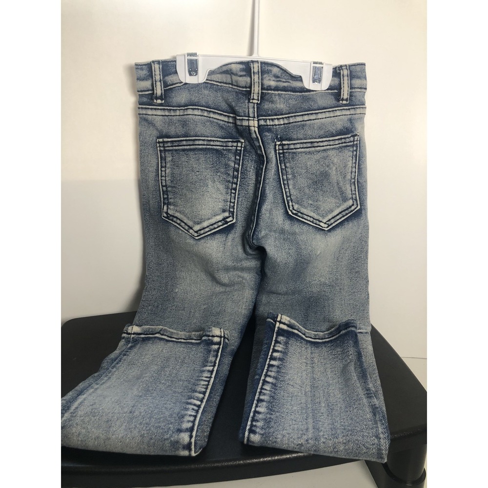 Blue Cult Boys Size 7 Distressed Stretch Jeans Blue Denim Crinkle Fit